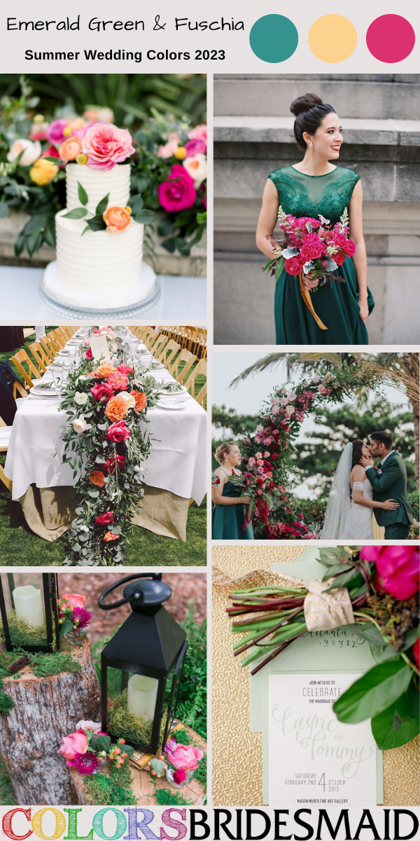 Summer Wedding Colors for 2023 Emerald Green and Fuschia