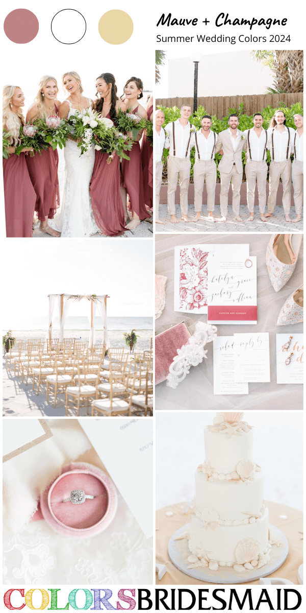 great 8 summer wedding color palettes for 2024 mauve and champagne
