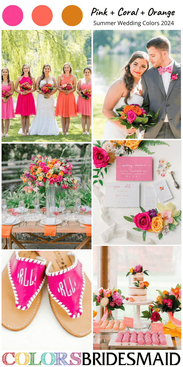 great 8 summer wedding color palettes for 2024 pink coral and orange