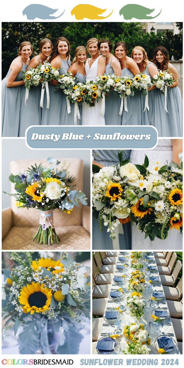 Top 8 Sunflower Wedding Colors for 2024 - Dsuty Blue + Sunflowers
