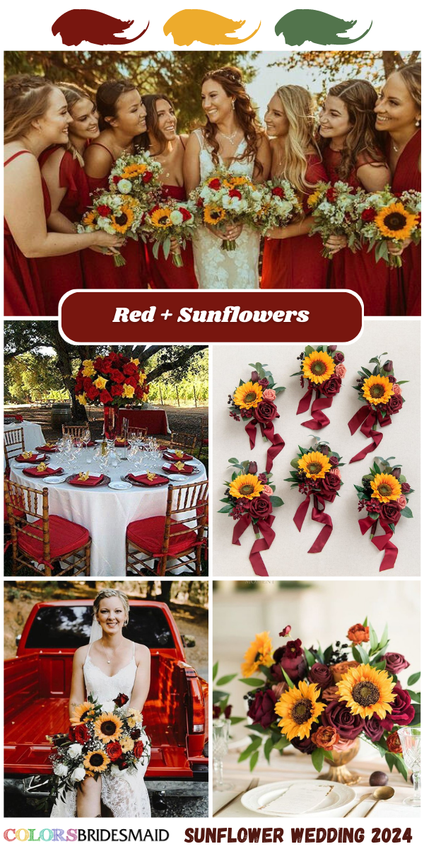 Top 8 Sunflower Wedding Colors for 2024 - Red + Sunflowers