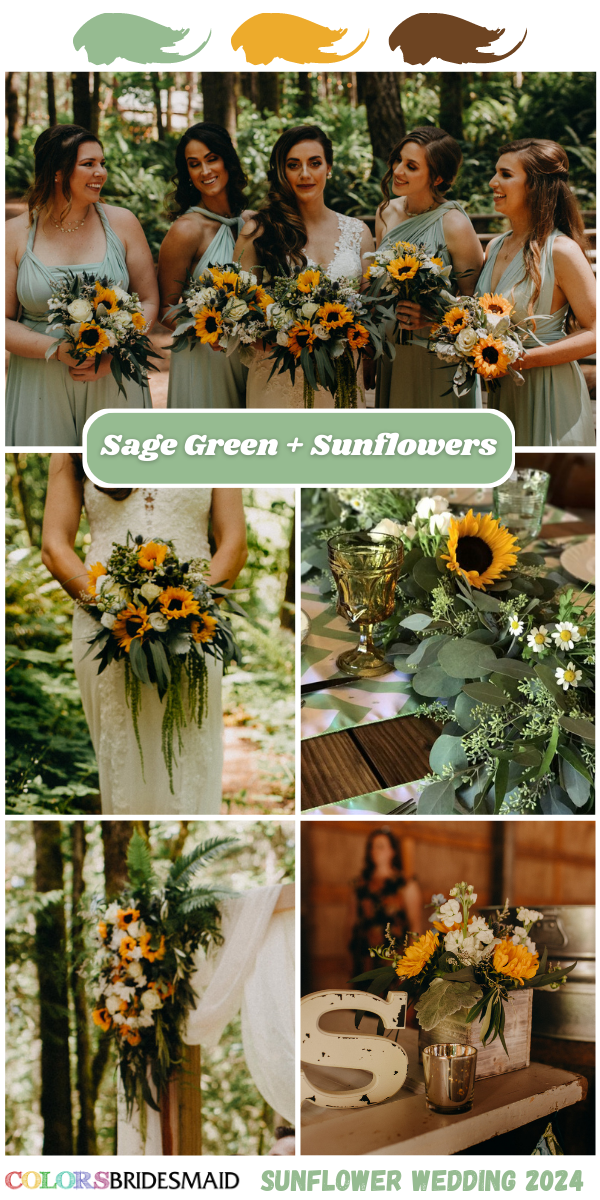 Top 8 Sunflower Wedding Colors for 2024 - Sage Green + Sunflowers