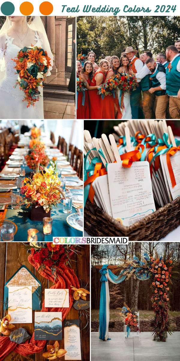 Popular Teal Wedding Color Combos for 2024 - Teal + Orange