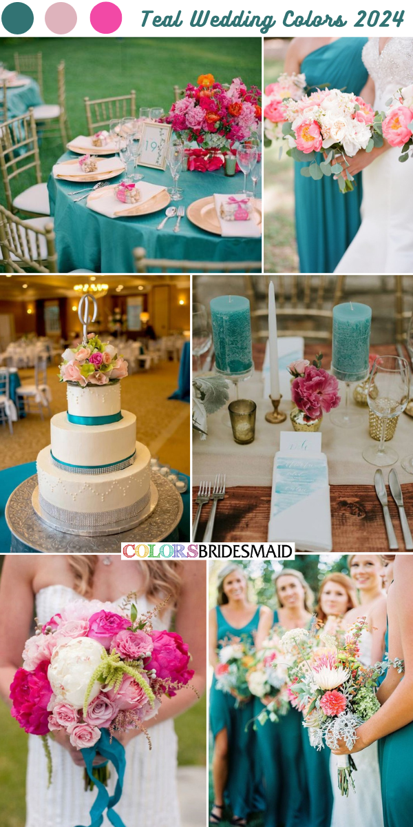 Popular Teal Wedding Color Combos for 2024 - Teal + Pink