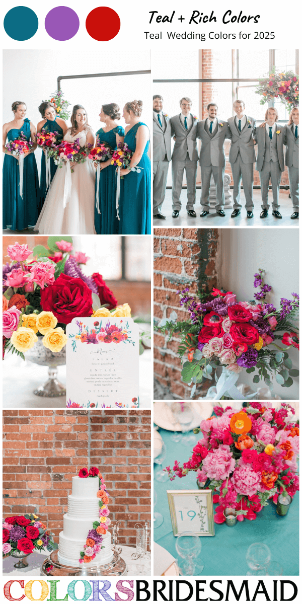 Top 8 Teal Wedding Color Combos for 2025 That Are Stunning - Teal + Rich Colors