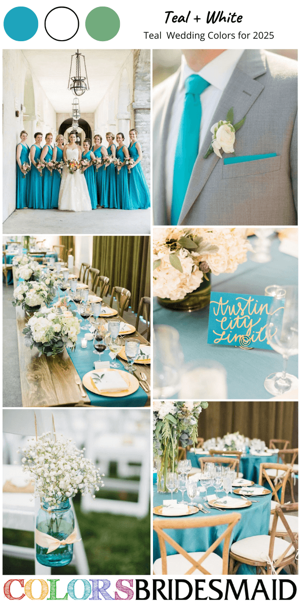 Top 8 Teal Wedding Color Combos for 2025 That Are Stunning - Teal + White