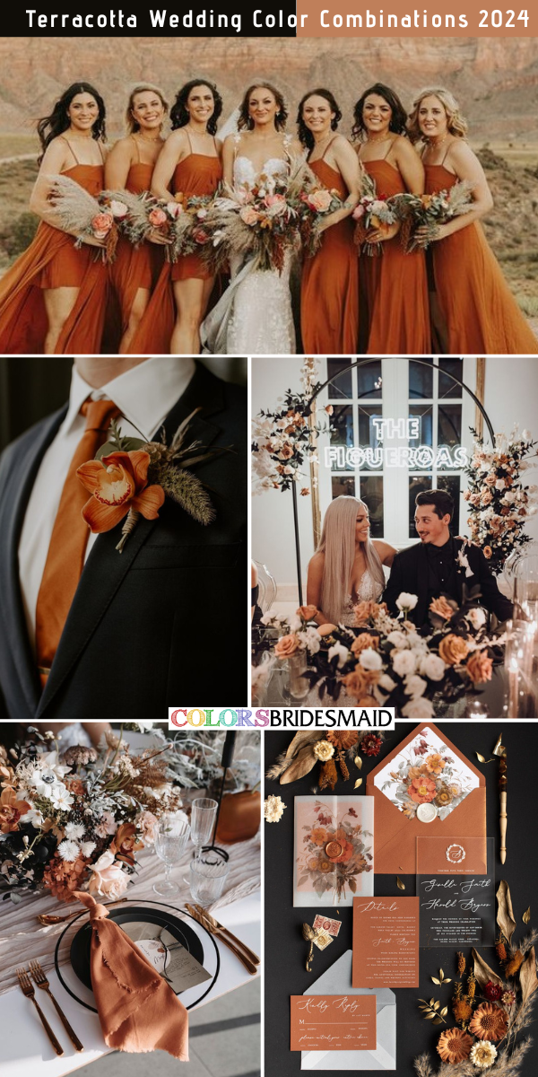 8 Popular Terracotta Wedding Color Combos for 2024 - Terracotta + Black