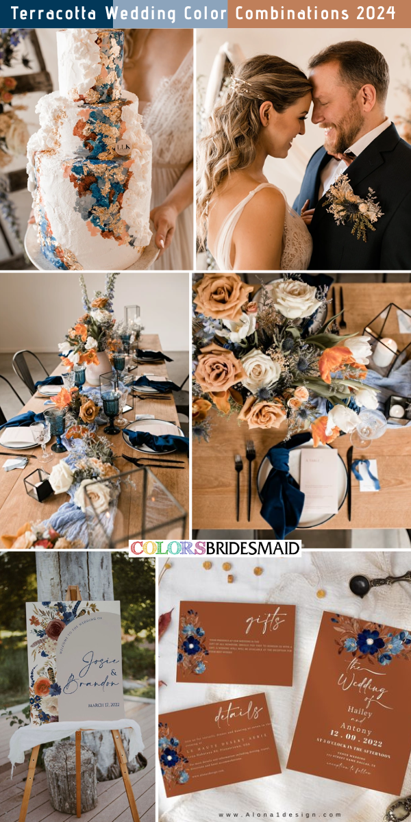 8 Popular Terracotta Wedding Color Combos for 2024 - Terracotta + Blue