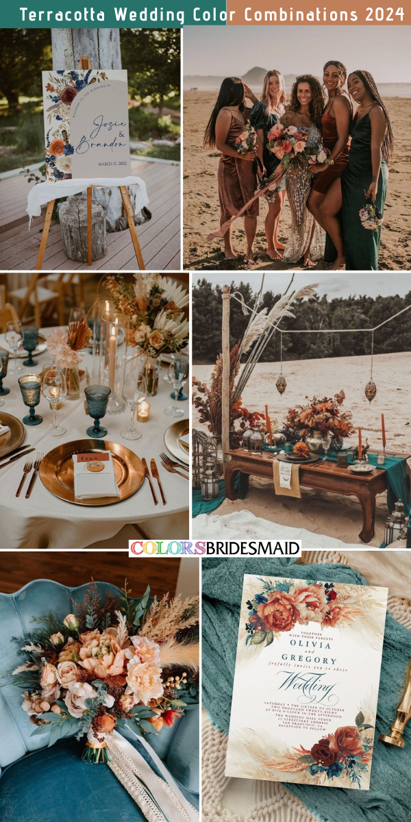 8 Popular Terracotta Wedding Color Combos for 2024 - Terracotta + Teal