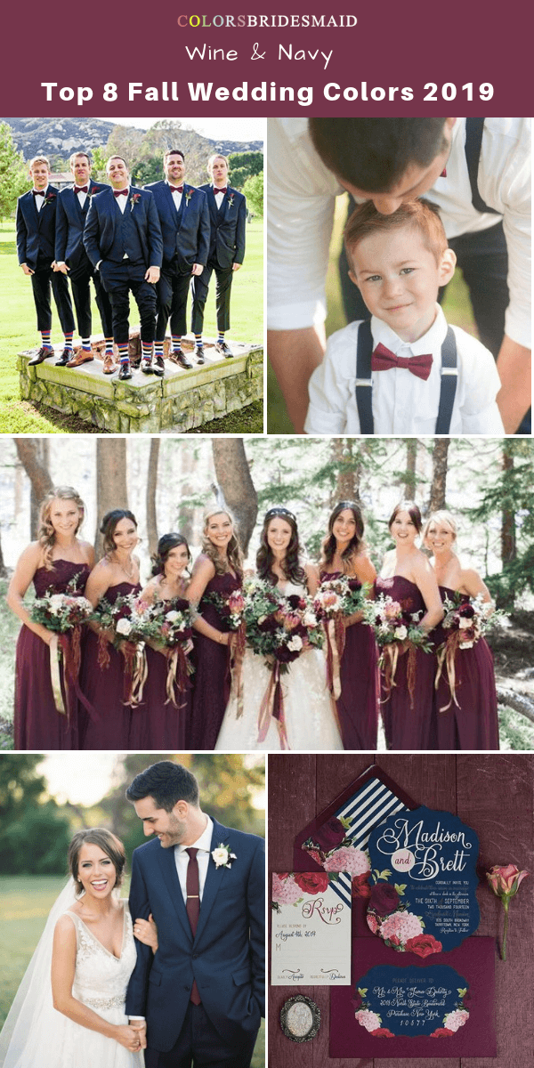 Top 8 fall wedding color trends and ideas for 2019 - Wine and Navy