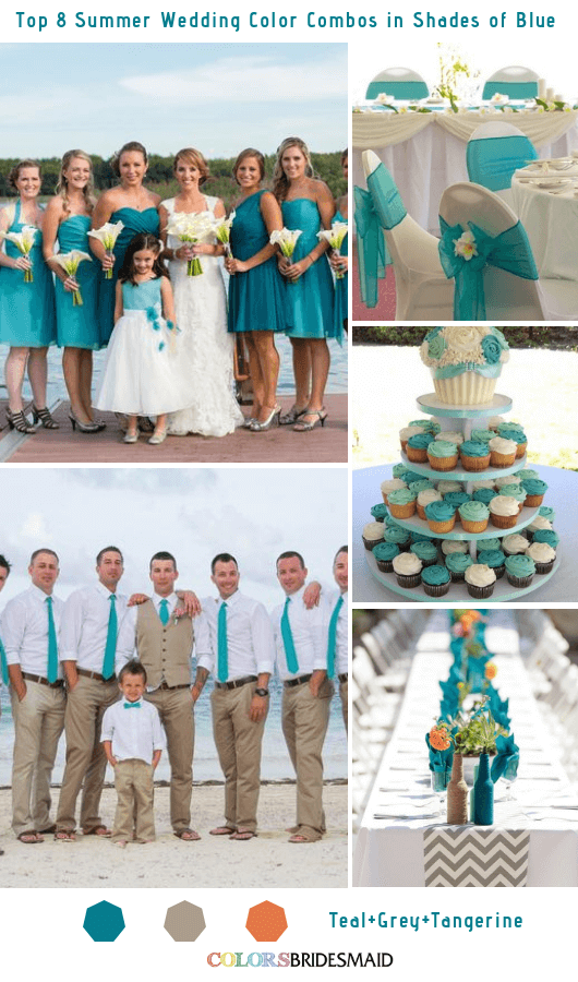 Top 8 Summer Wedding Color Combos in Shades of Blue for 2019 - Teal