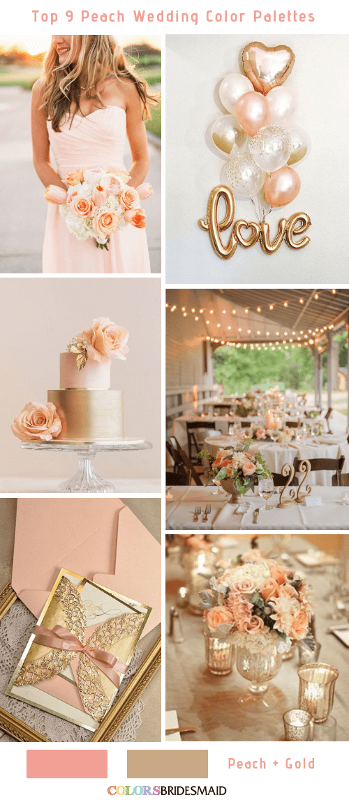 Top 9 Peach Wedding Color Palettes for 2019 - Peach and Gold