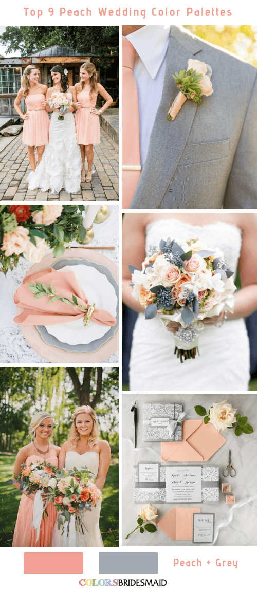 Top 9 Peach Wedding Color Palettes for 2019 - Peach and Grey