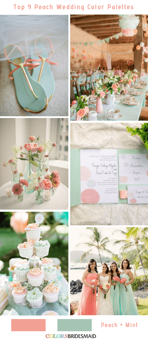 Top 9 Peach Wedding Color Palettes for 2019 - Peach and Mint