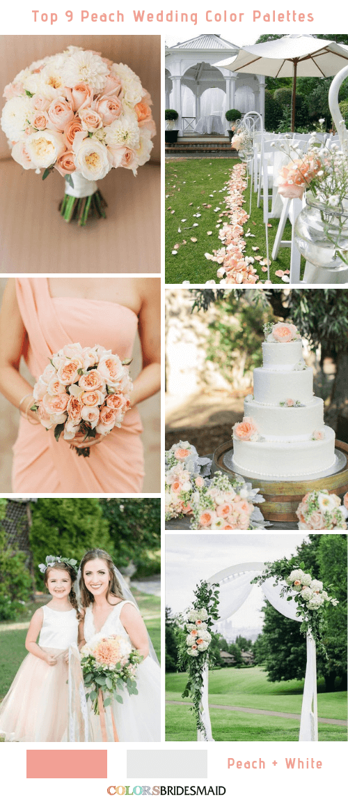 Top 9 Peach Wedding Color Palettes for 2019 - Peach and White