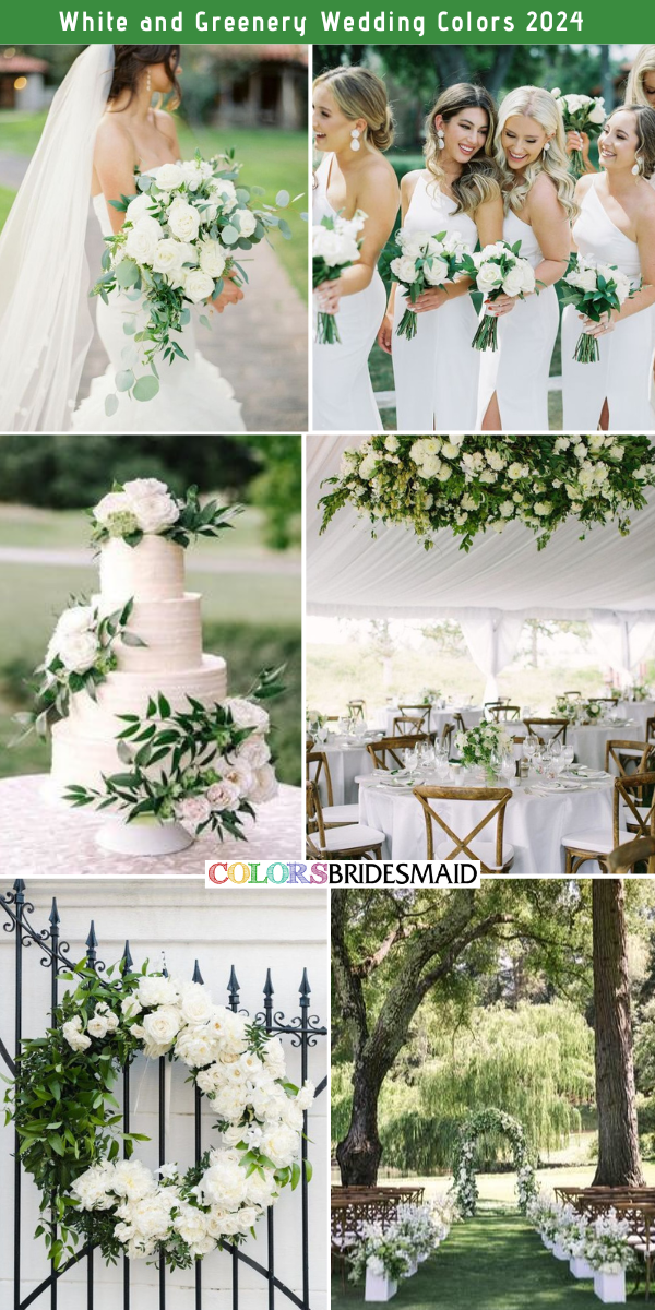 Elegant White Wedding Color Palettes for 2024 -  White + Greenery