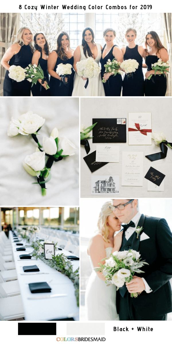 Cozy Winter Wedding Color Combos for 2019 - Black + White