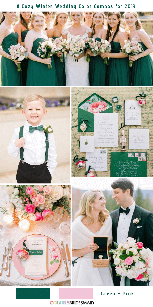 Cozy Winter Wedding Color Combos for 2019 - Green + Pink