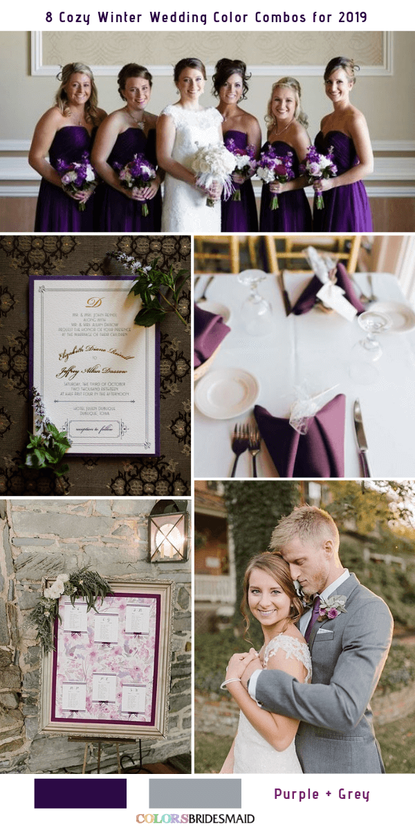 Cozy Winter Wedding Color Combos for 2019 - Purple + Grey