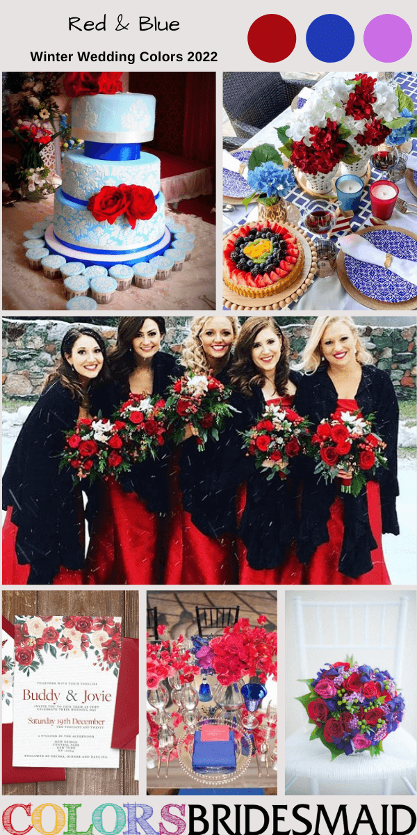 Winter Wedding Colors 2022 Red and Blue