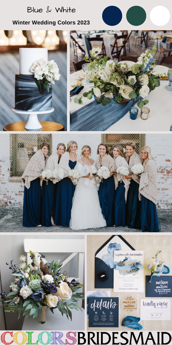 Winter Wedding Colors 2022 blue and white
