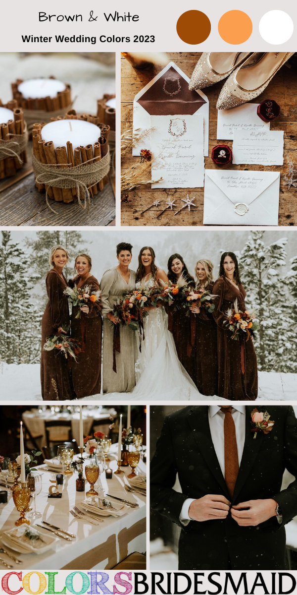 Winter Wedding Colors 2022 Brown and White