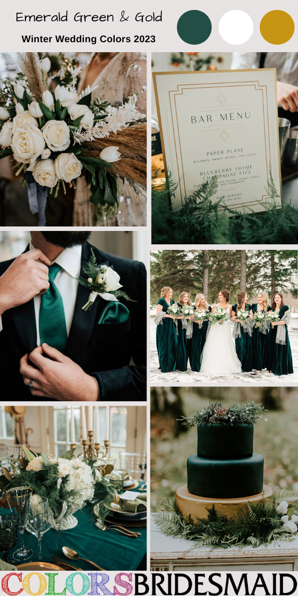 Winter Wedding Colors 2022 Emerald Green and Gold