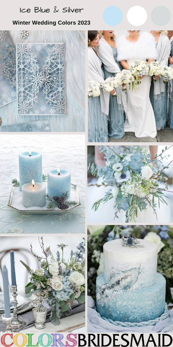 Winter Wedding Colors 2023 Ice Blue and Silver