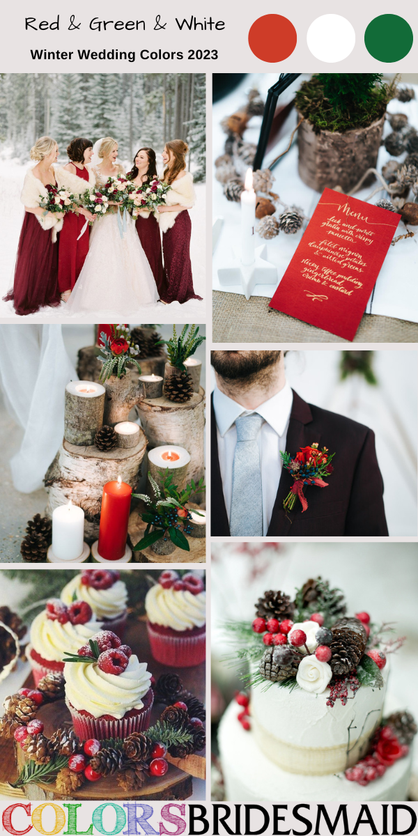Winter Wedding Colors 2023 red green and white
