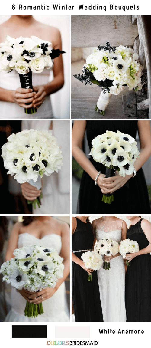 8 Romantic and Gorgeous Winter Wedding Bouquets - White Anemone