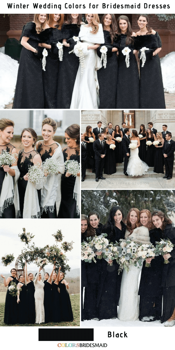 Top 10 winter wedding colors for bridesmaid dresses - Black