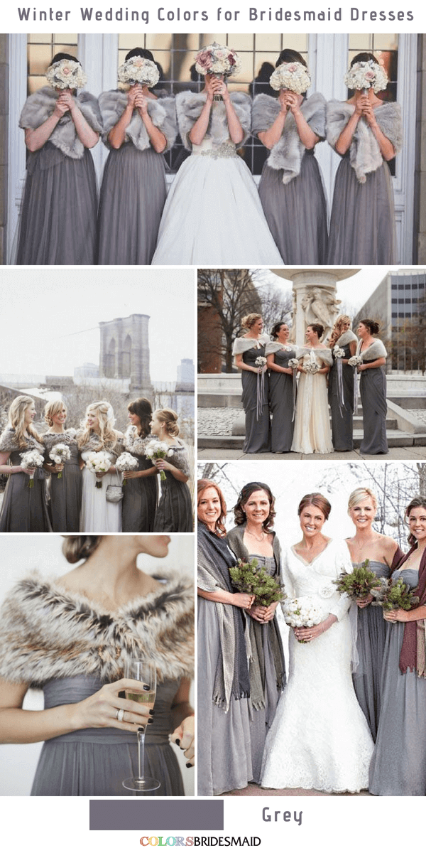 Top 10 winter wedding colors for bridesmaid dresses - Grey