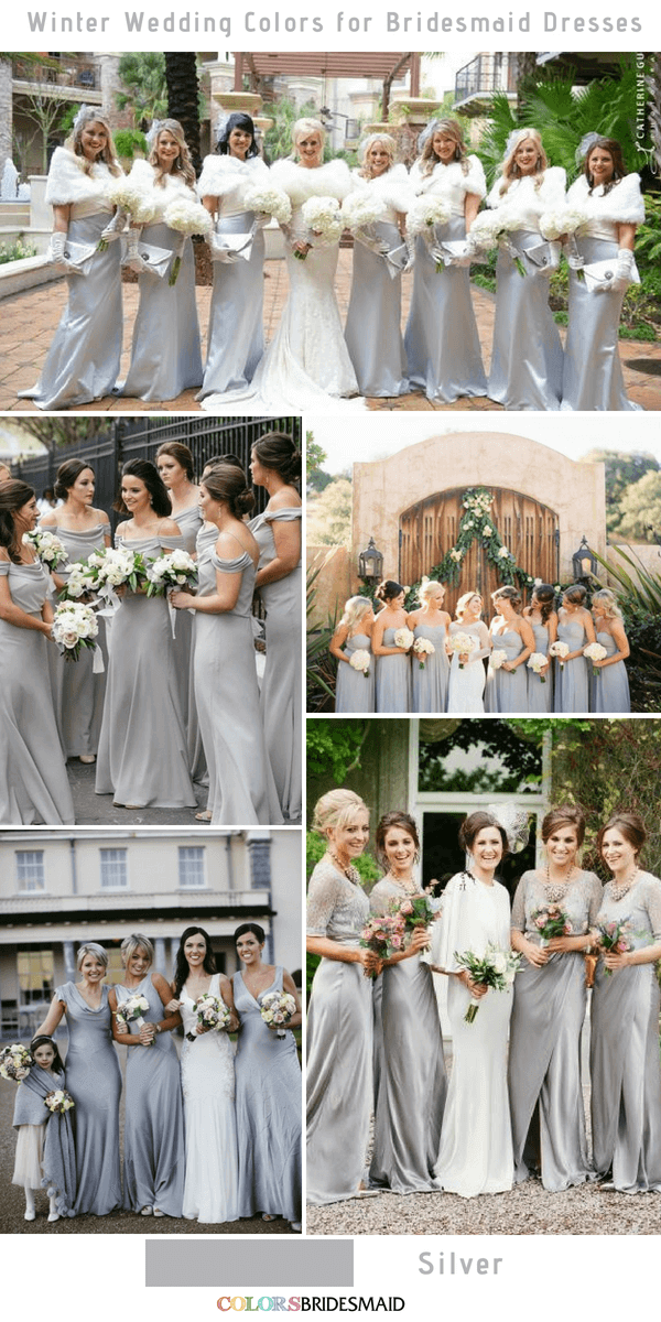 Top 10 winter wedding colors for bridesmaid dresses - Silver