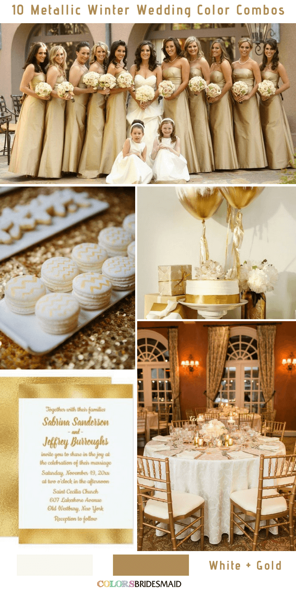 10 Classic Metallic Winter Color Combos - White and Gold