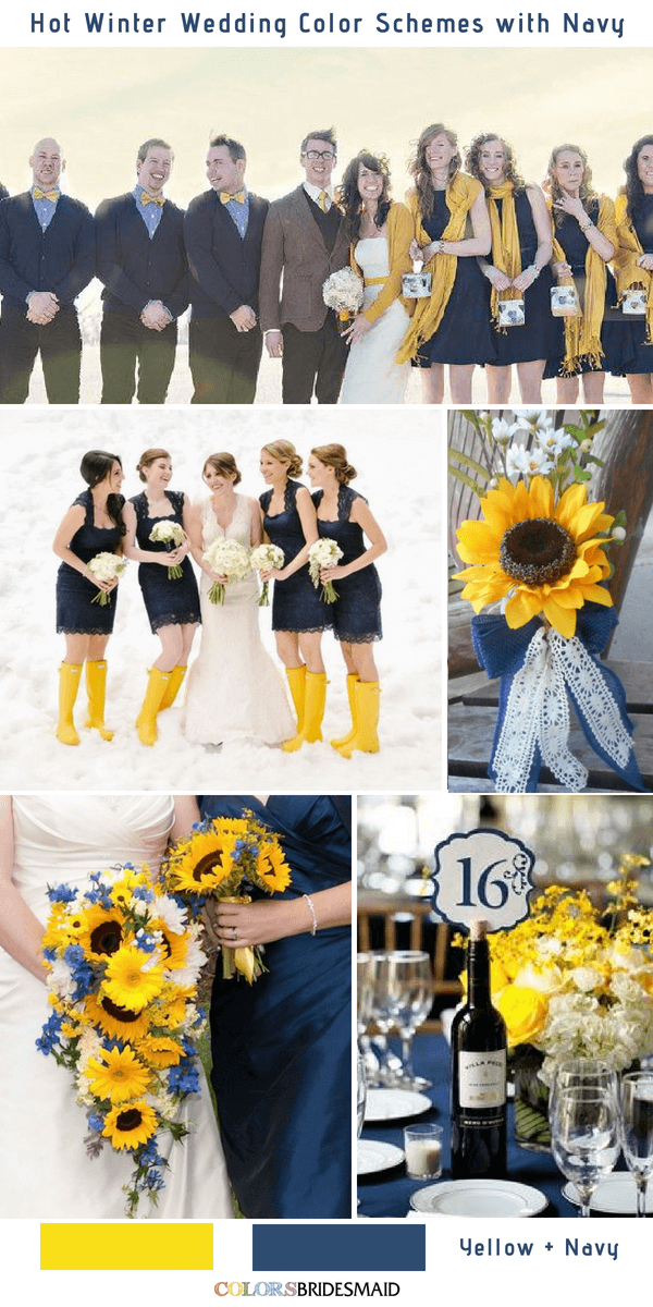 9 Gorgeous Navy Blue Winter Wedding Color Palettes - Navy Blue and Yellow