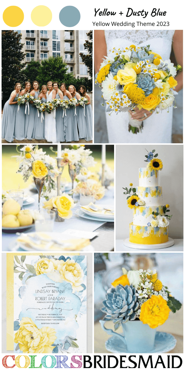 top 8 yellow wedding theme for 2023 yellow and dusty blue