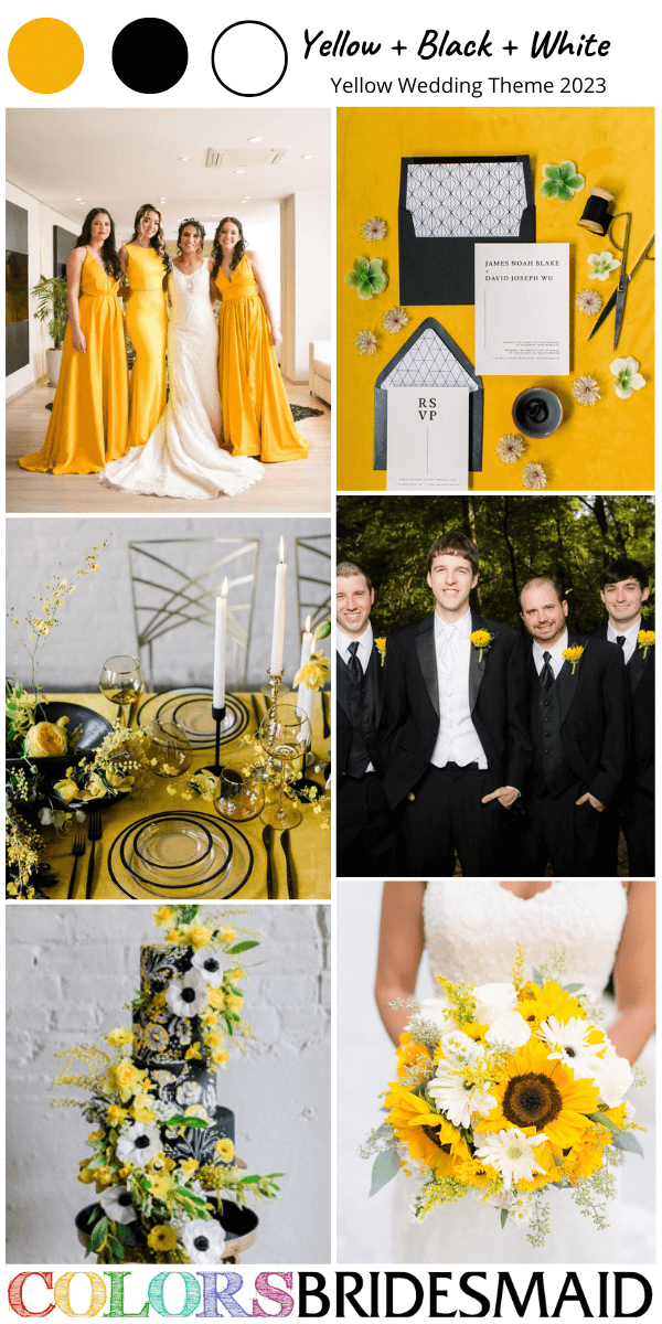 top 8 yellow wedding theme for 2023 yellow black and white
