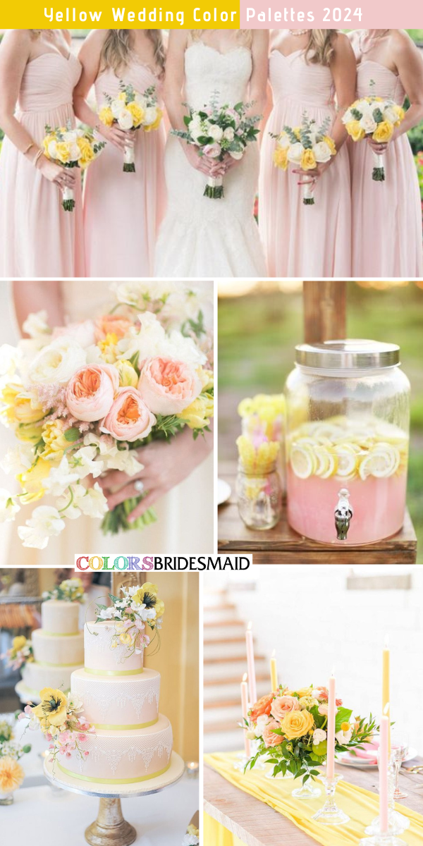 8 Chic Yellow Wedding Color Palettes for 2024 - Yellow + Blush