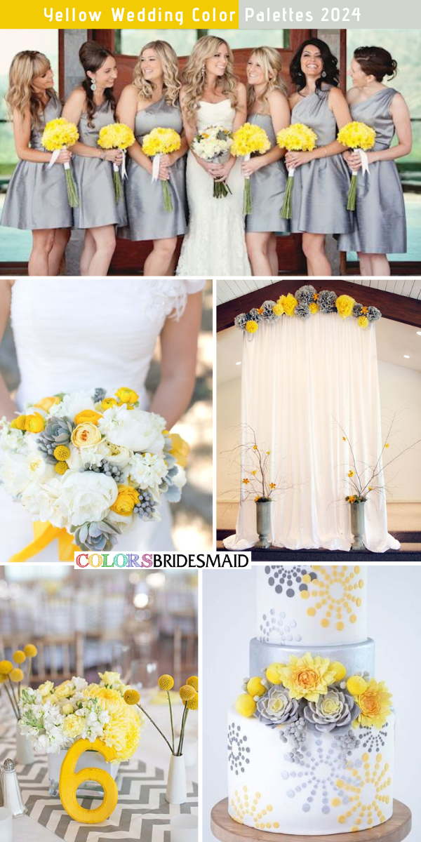 8 Chic Yellow Wedding Color Palettes for 2024 - Yellow + Grey