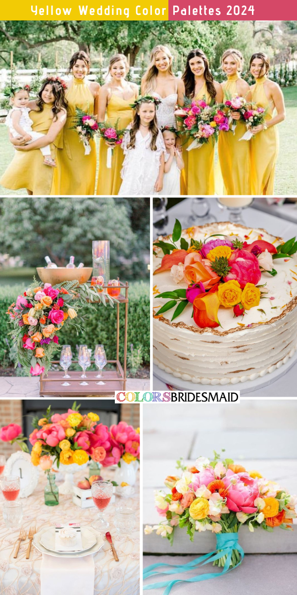 8 Chic Yellow Wedding Color Palettes for 2024 - Yellow + Hot Pink