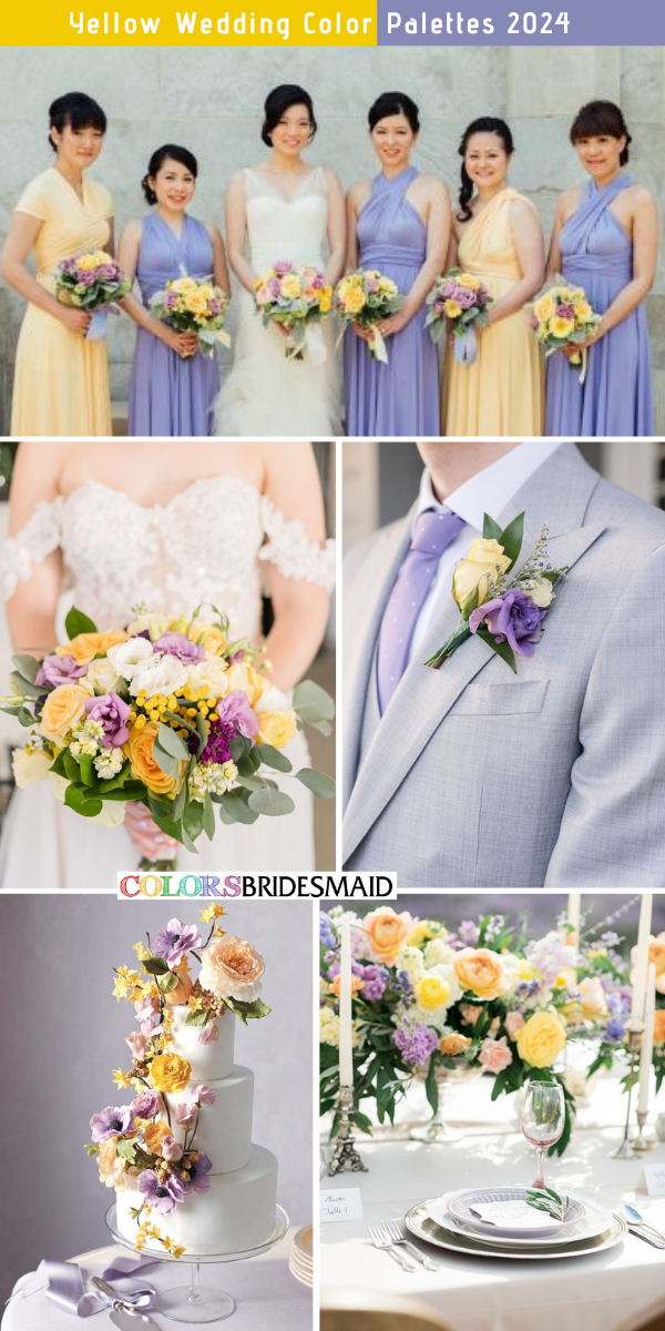 8 Chic Yellow Wedding Color Palettes for 2024 - Yellow + Lavender