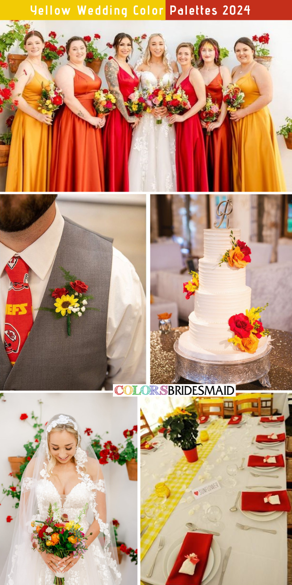 8 Chic Yellow Wedding Color Palettes for 2024 - Yellow + Red