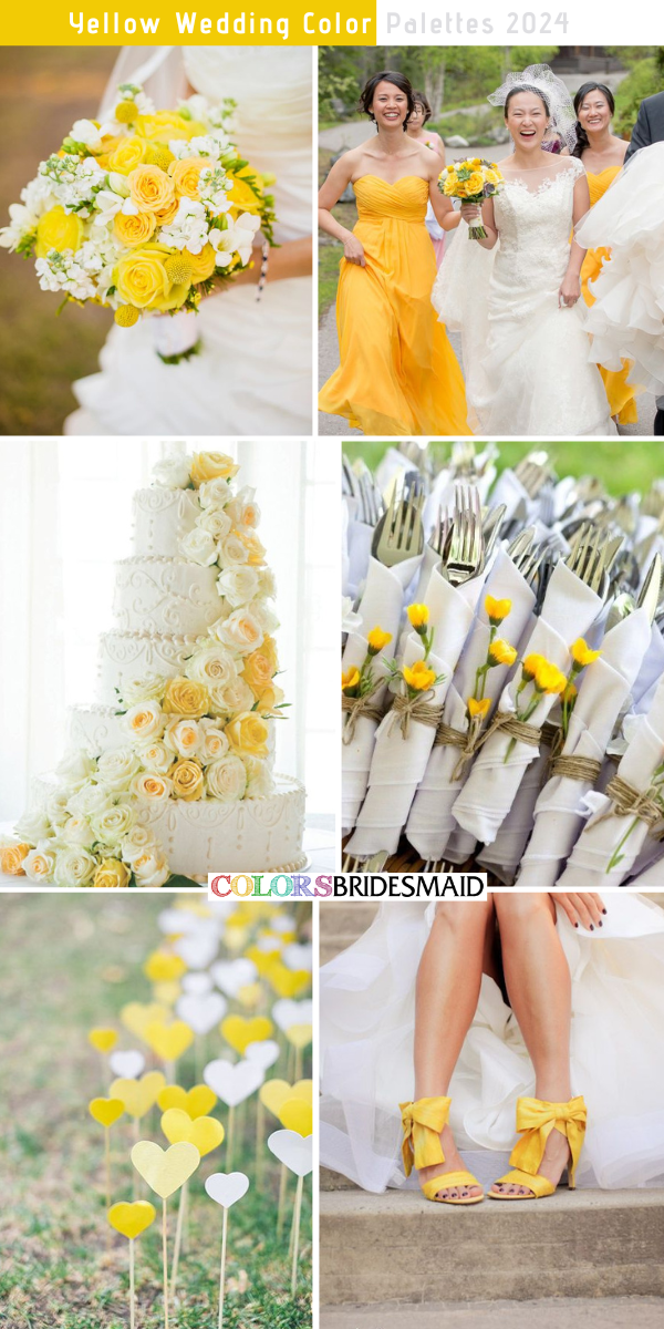 8 Chic Yellow Wedding Color Palettes for 2024 - Yellow + White